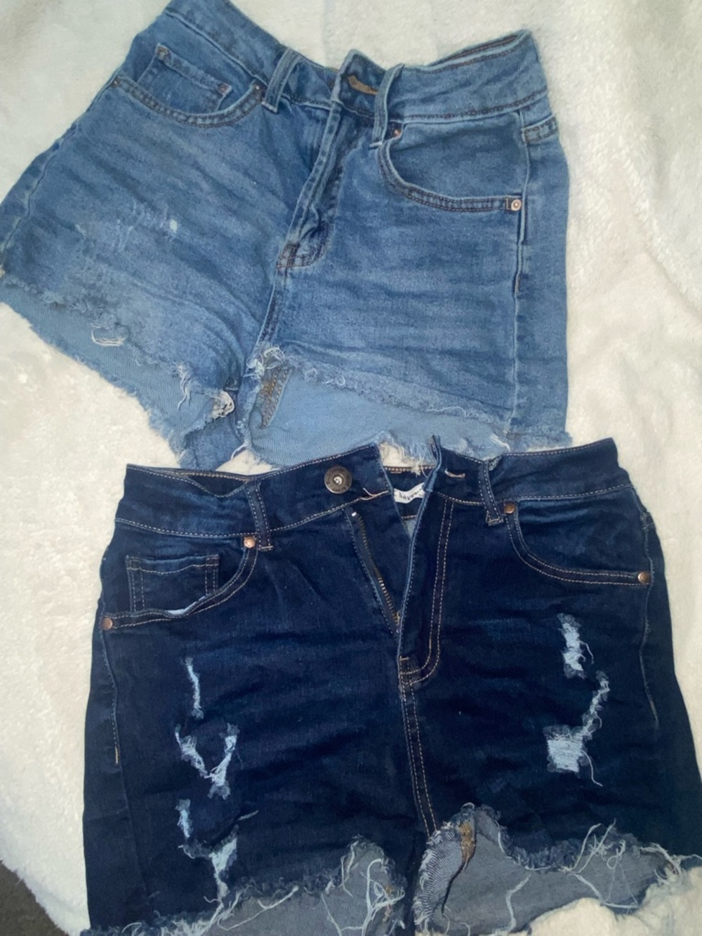 BUNDLE Two Distressed Denim Shorts - Light & Dark Blue